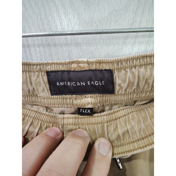 American Eagle Men’s Size S Tan Khaki Drawstring Stretch Shorts Comfort - Picture 3 of 8